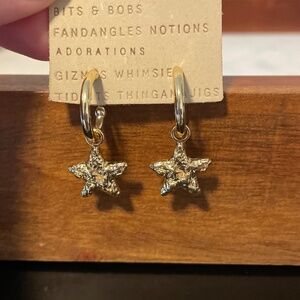 Anthropologie gold starfish huggie hoop earrings